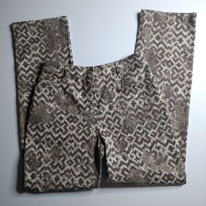 St‎ John Sport Jeans Brown & Cream Geometric Tribal Design, Size - 2